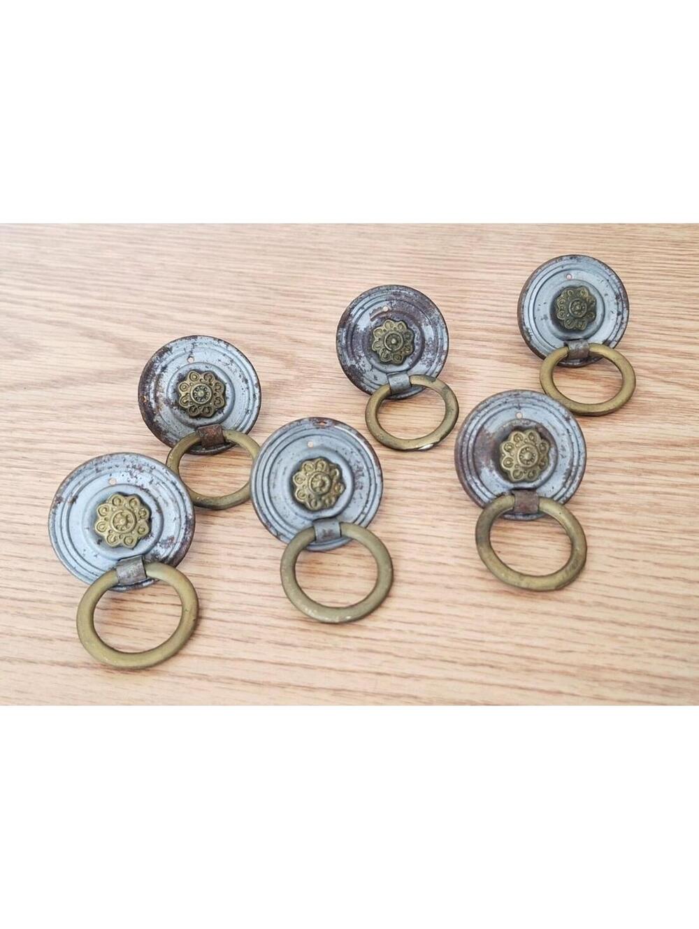 Antique 1900s Brass Federal Ring Pulls Hepplewhite Drawer Handles Dresser Lot 6